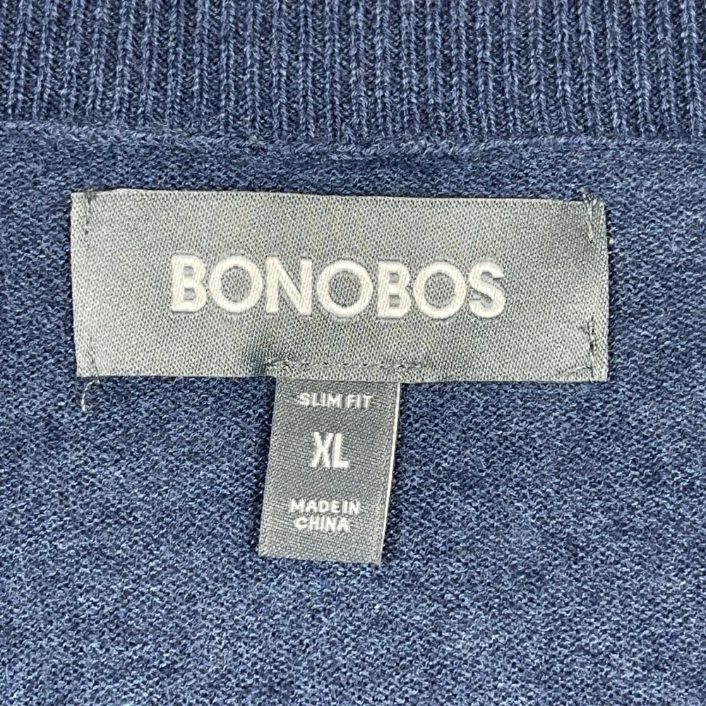Bonobos‎ Henley Sweater Mens XL Blue Slim Fit Cotton Linen Blend Knit